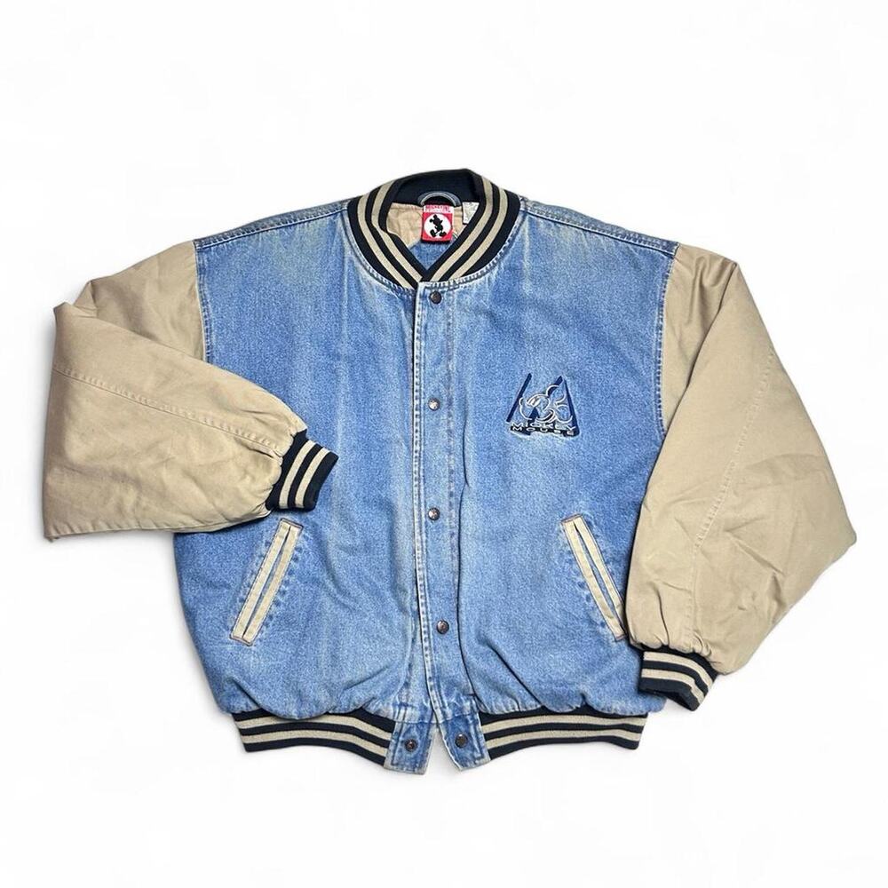 Disney Mickey Inc. Mouse 90s Vintage Denim Varsity Jean Jacket XL